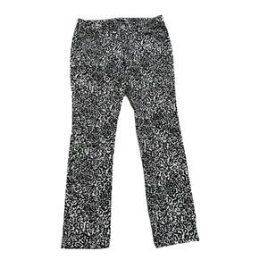 Ann Taylor Pants Jeans Modern Fit Black White Animal Print Straight Leg Size 8